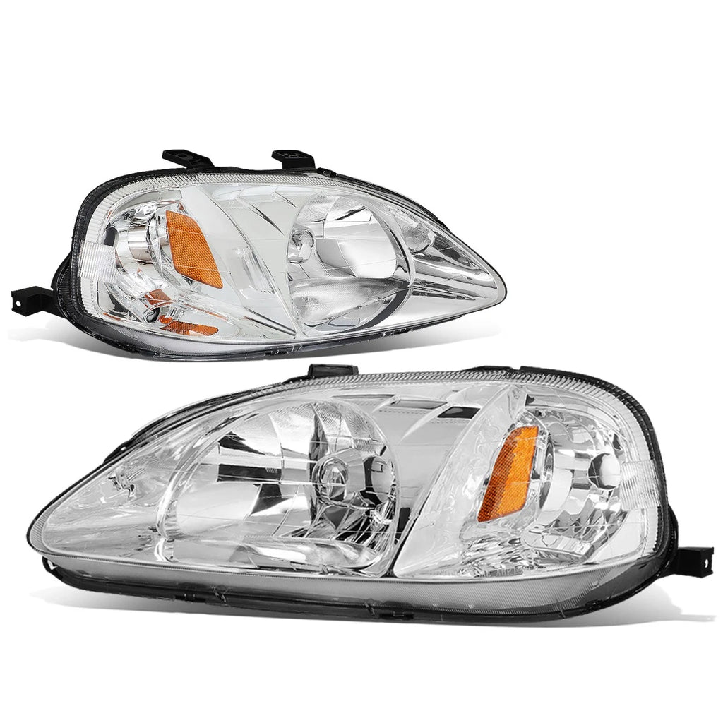 Chrome Housing Headlight + Amber Corner + Smoked LED Fog Light Kit for Honda Civic EK/EJ (1999–2000)