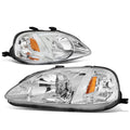 Chrome Housing Headlight + Amber Corner + Smoked LED Fog Light Kit for Honda Civic EK/EJ (1999–2000)