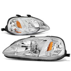 Chrome Housing Headlight + Amber Corner + Smoked LED Fog Light Kit for Honda Civic EK/EJ (1999–2000)