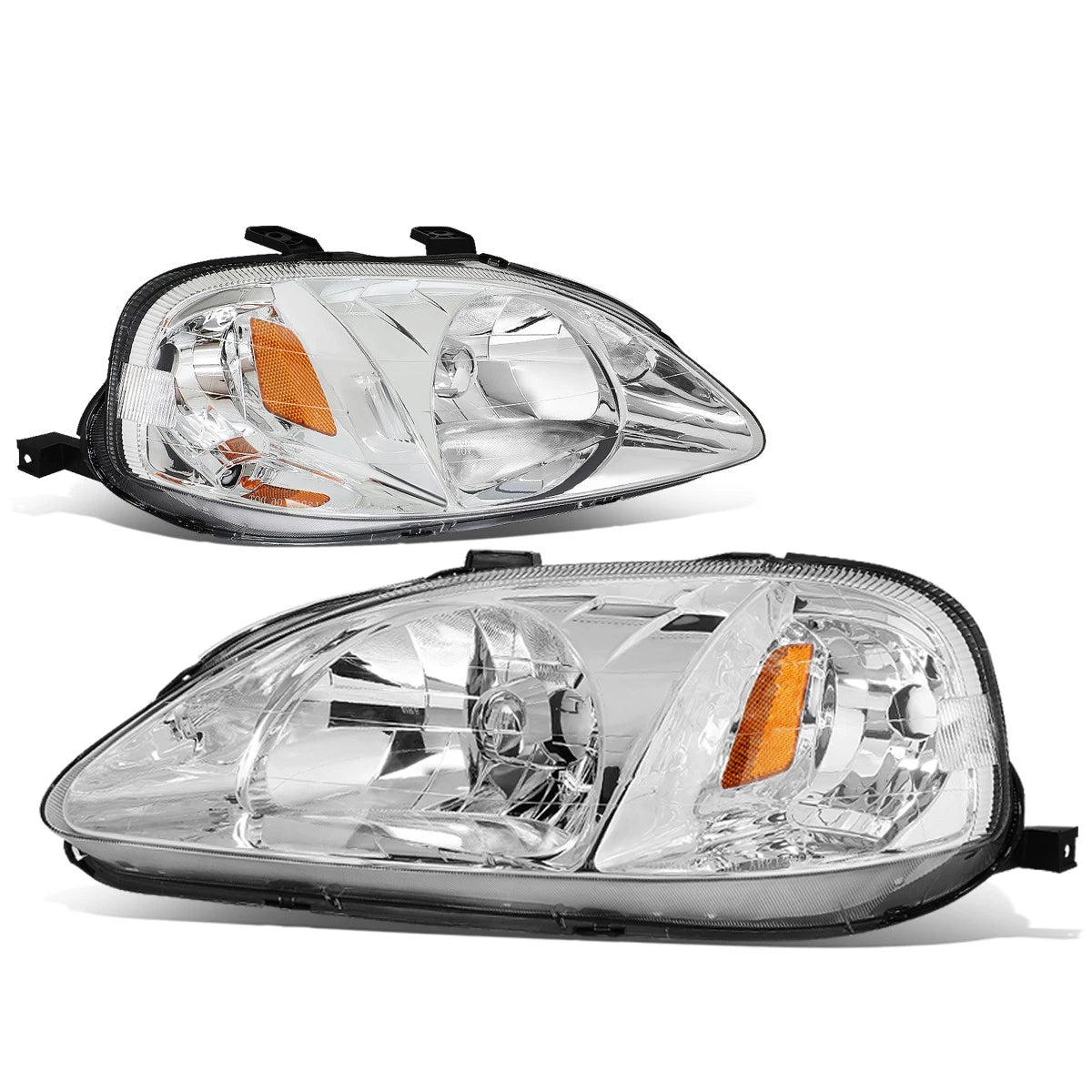 Chrome Housing Headlight + Amber Corner + Smoked LED Fog Light Kit for Honda Civic EK/EJ (1999–2000)
