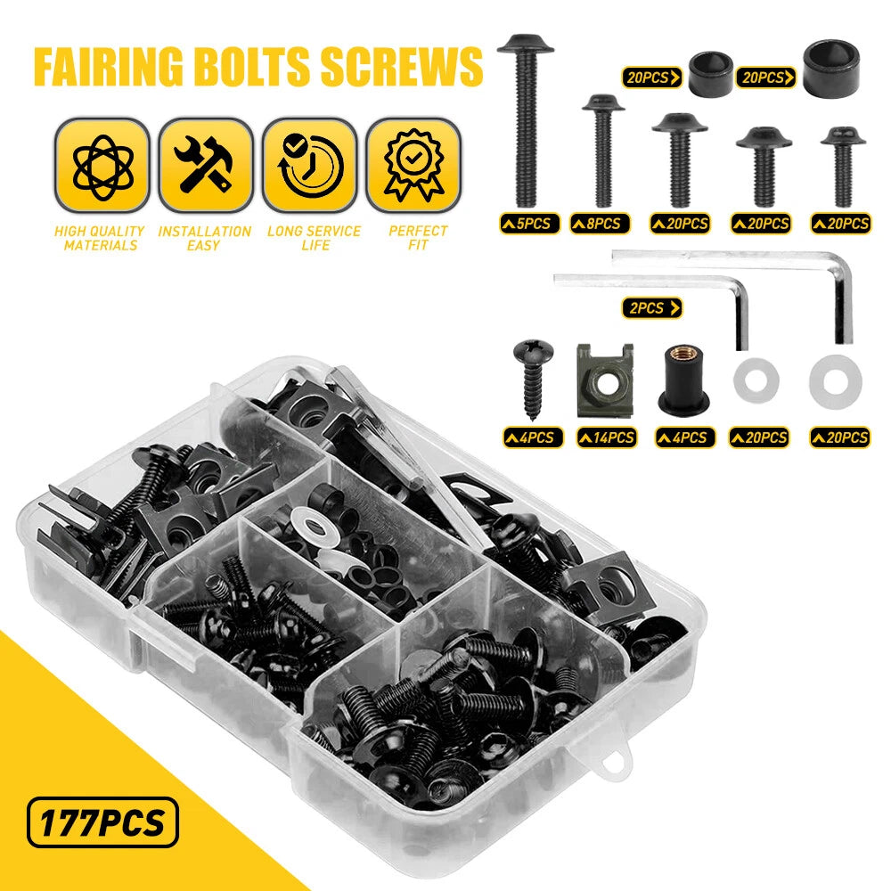 Complete Fairing Bolt Kit for Yamaha Suzuki Honda Kawasaki (Fits Various Models)