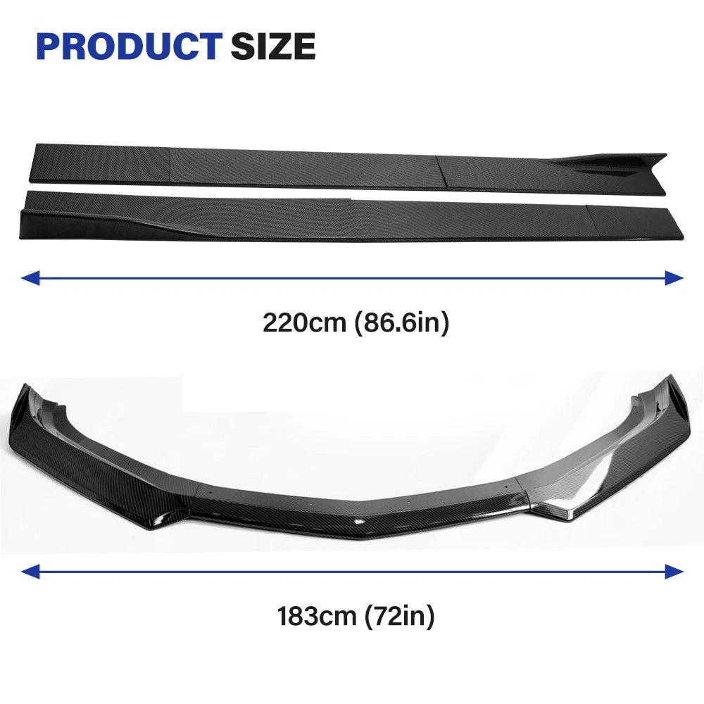 Front Bumper Lip Kit & Side Skirt for Camaro SS (2016–2024) Carbon Fiber
