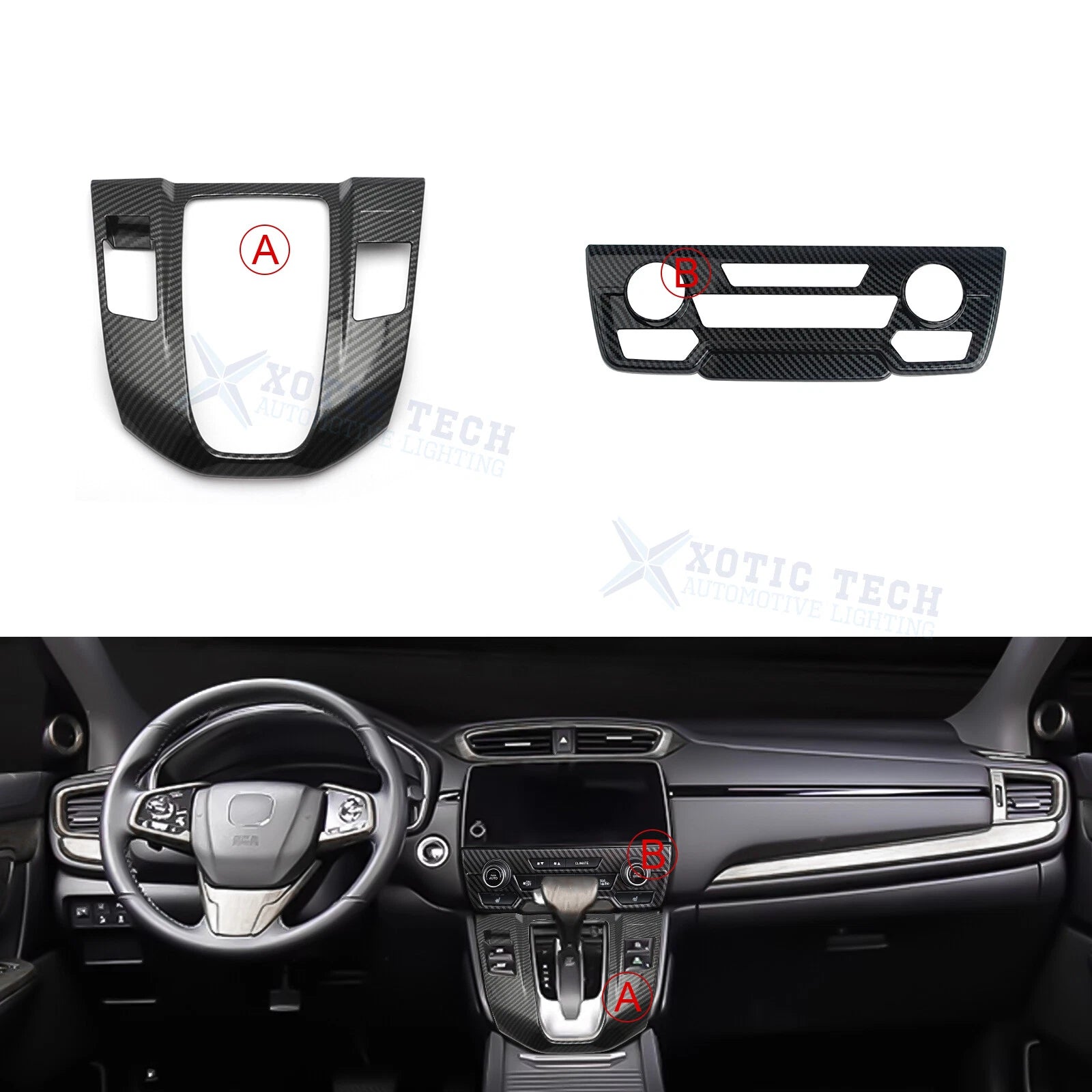 Carbon ABS Gear Shift Media AC Control Panel Trim for Honda CR-V (2017-2022)
