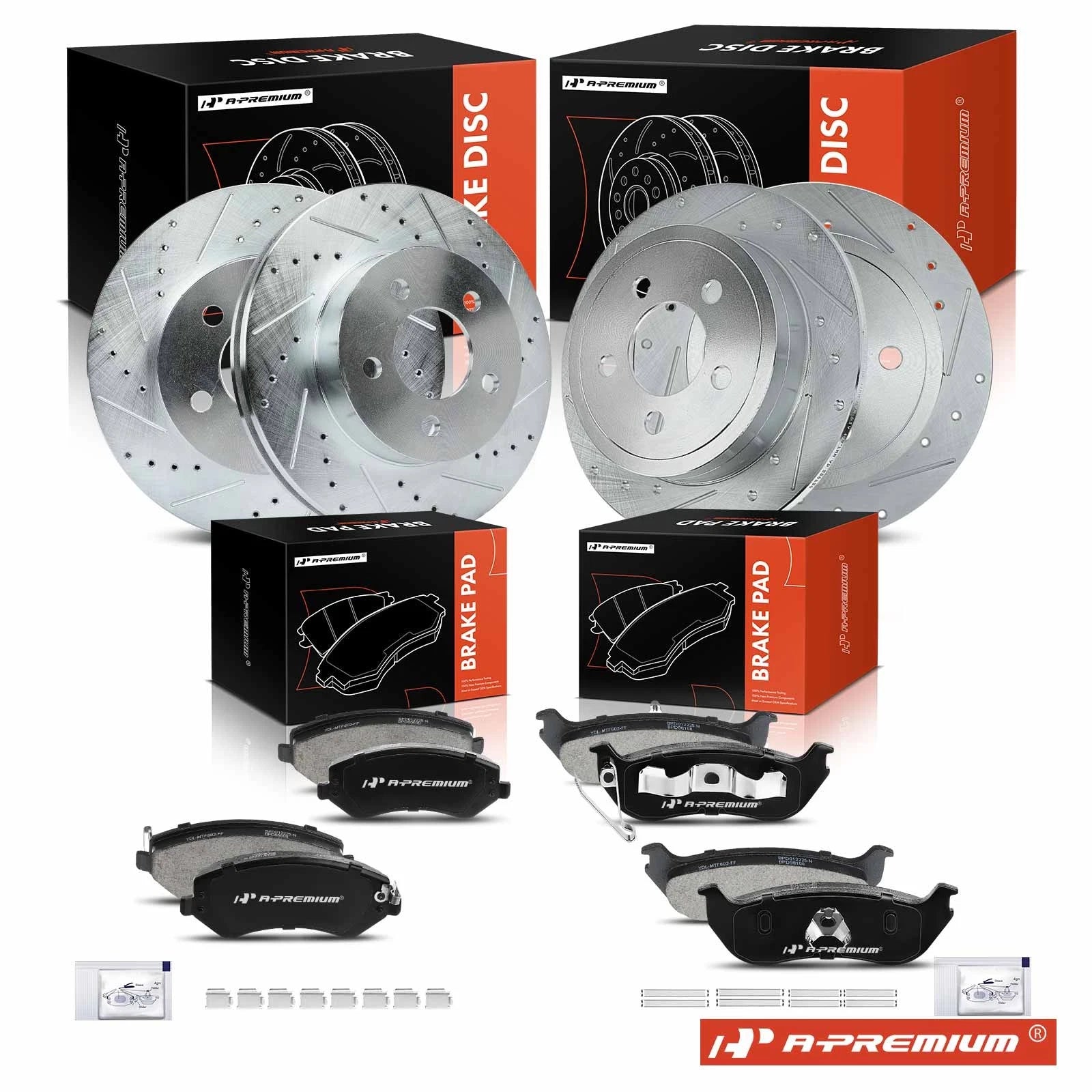 12pcs Drilled Rotors & Brake Pads for Jeep Liberty (2002–2007)