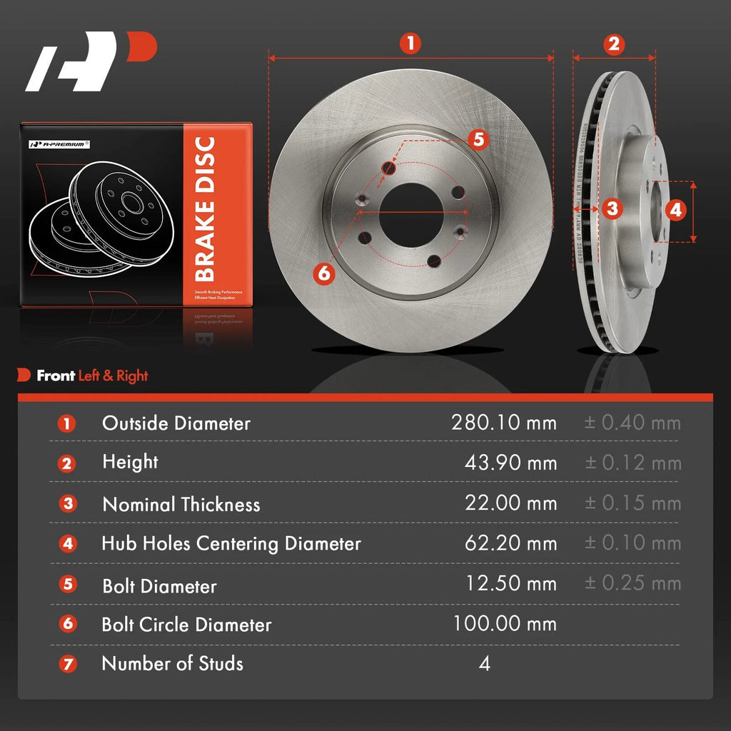 Front Disc Brake Rotors for Hyundai Accent (2018-2020)