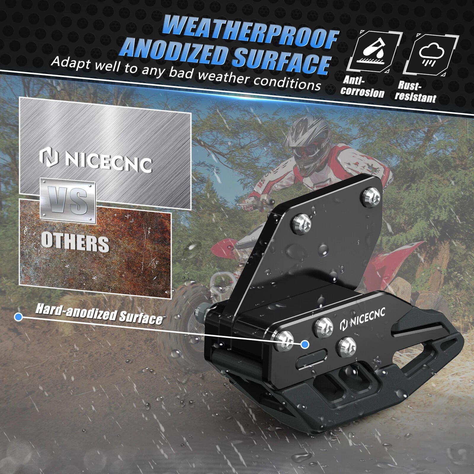 NICECNC Rear Swingarm Chain Guide for Honda TRX450R (2006–2009) Black