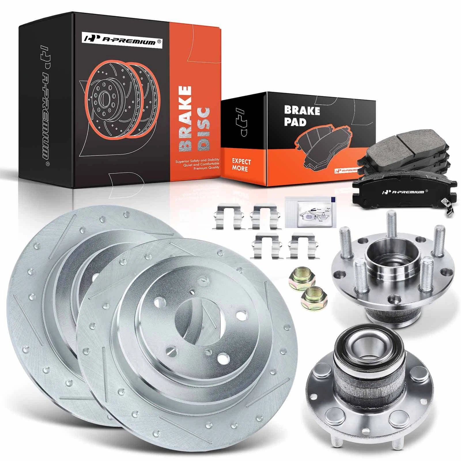 Rear Drilled Brake Rotor & Pad Set for Subaru Impreza Legacy 
