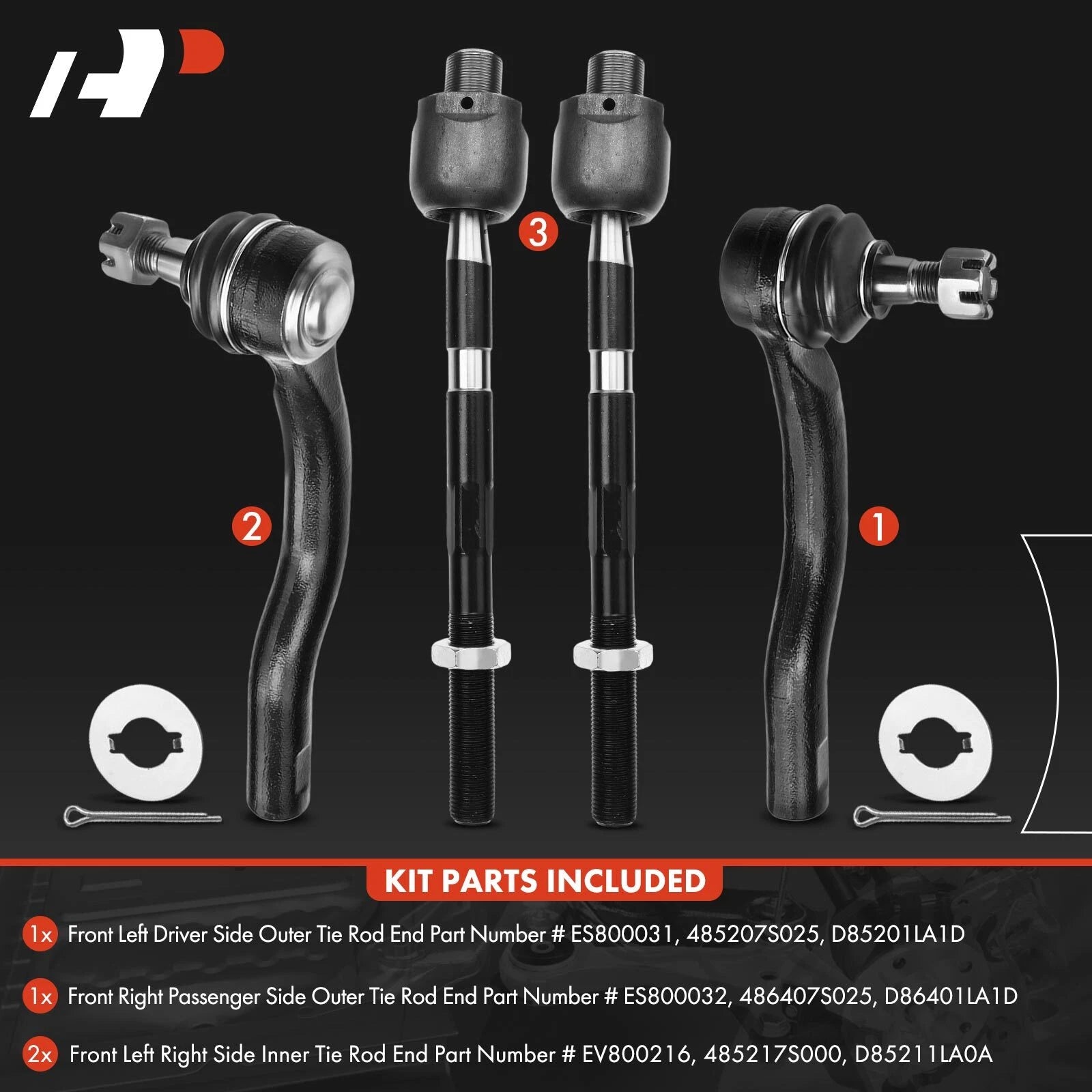 Set of 4 Inner & Outer Tie Rods for Nissan Titan, Armada, Infiniti QX56 (2004–2015)