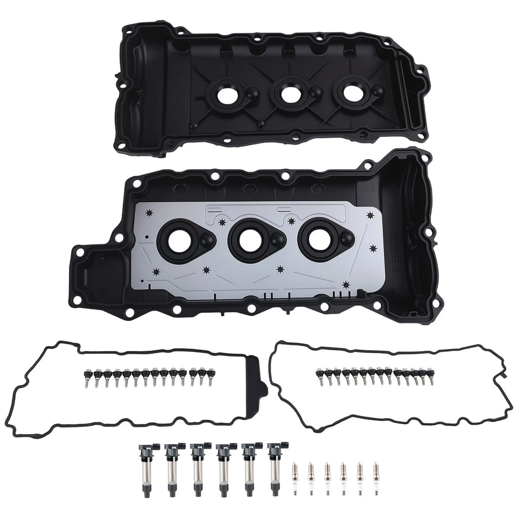 2 Valve Covers + 6 Coils for Cadillac CTS ATS SRX XTS (2010–2019)