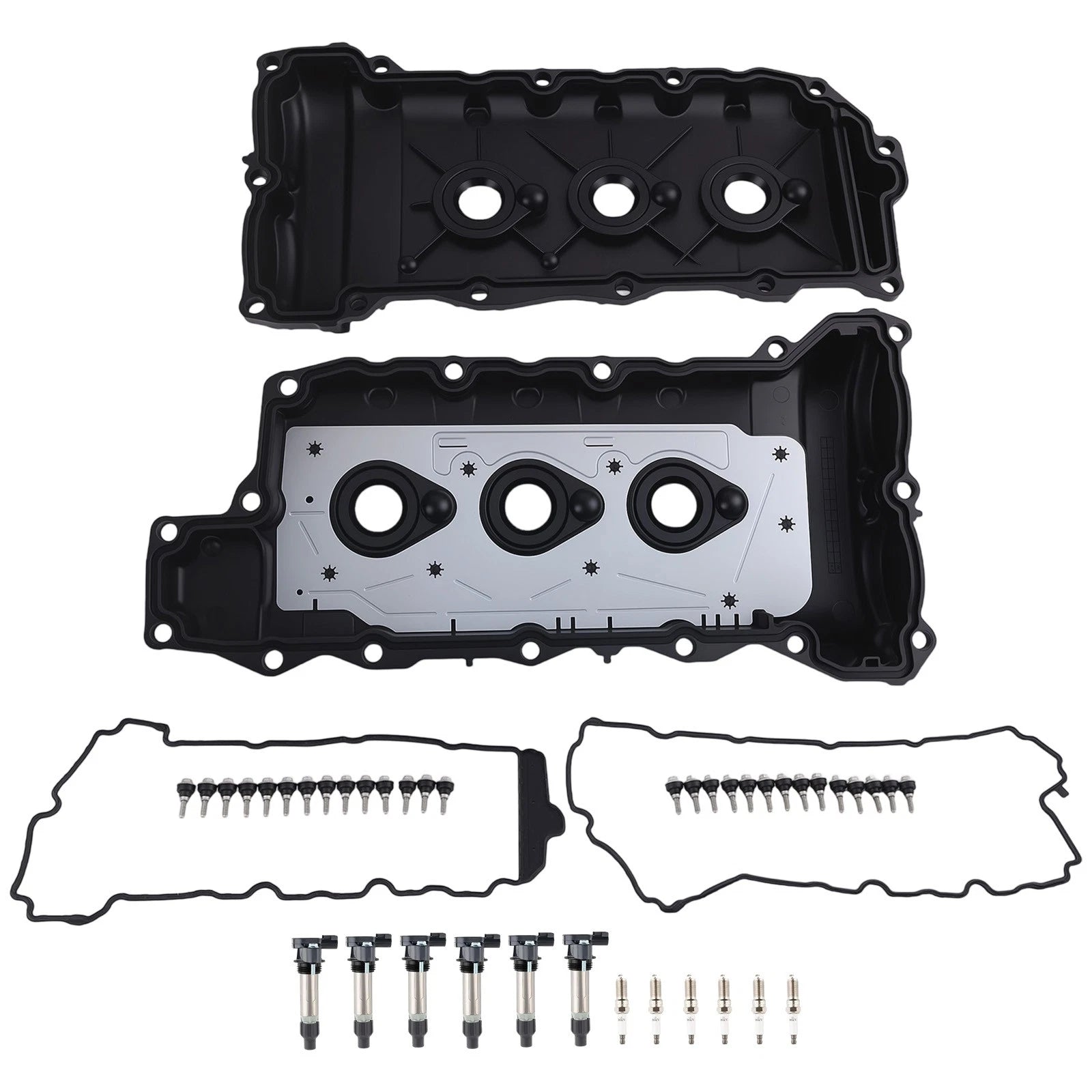 2 Valve Covers + 6 Coils for Cadillac CTS ATS SRX XTS (2010–2019)