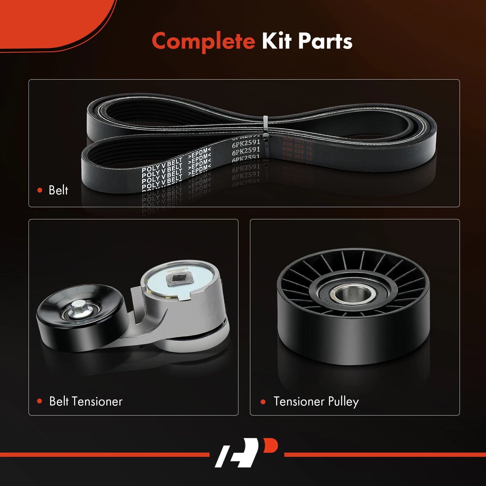 3X Serpentine Belt Drive Component Kit for Ford F-150 F-250 F-350 (1993–1996)
