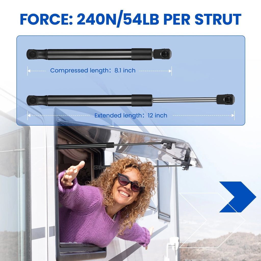Universal 12-Inch Gas Lift Struts for Tonneau Cover and Toolbox (2-Pack)