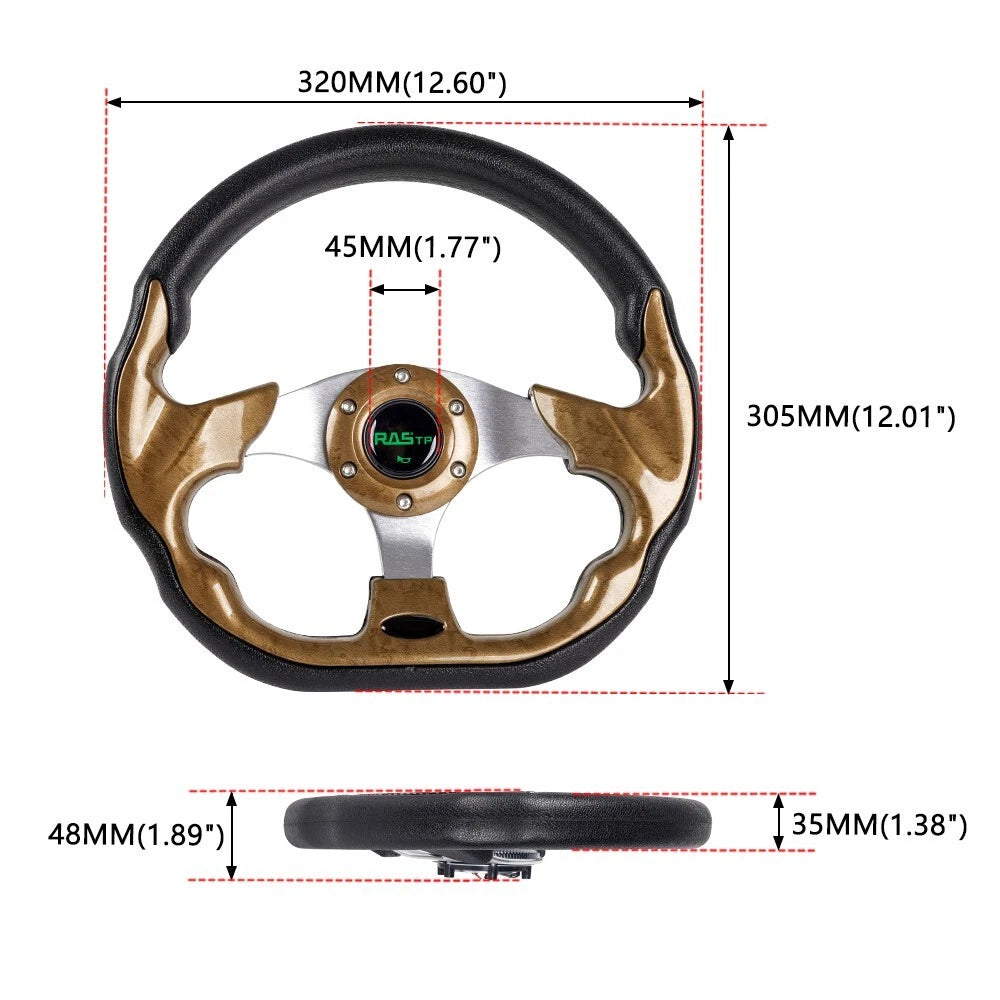 13" Steering Wheel with Quick Release Adapter for Universal Fit