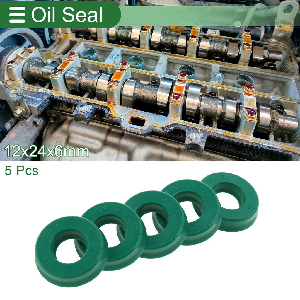Set of 5 Oil Seal Ring 12x24x6mm for Rotary Shaft (High Pressure)