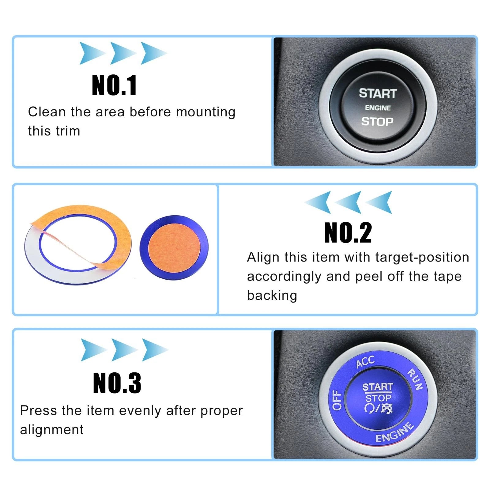 Engine Push Start Button Sticker Kit for Dodge Charger Challenger Durango (2011–2023)