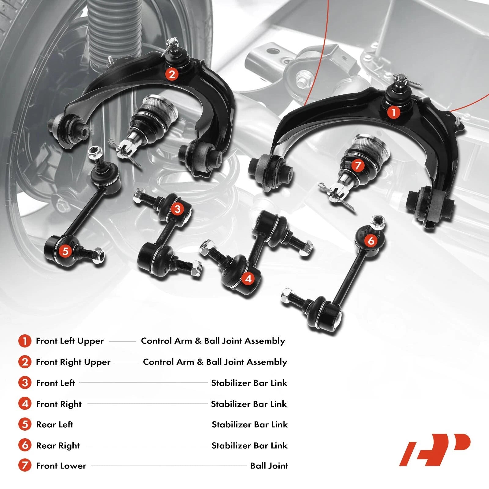 8x Front Upper Control Arm with Ball Joint for Honda Accord