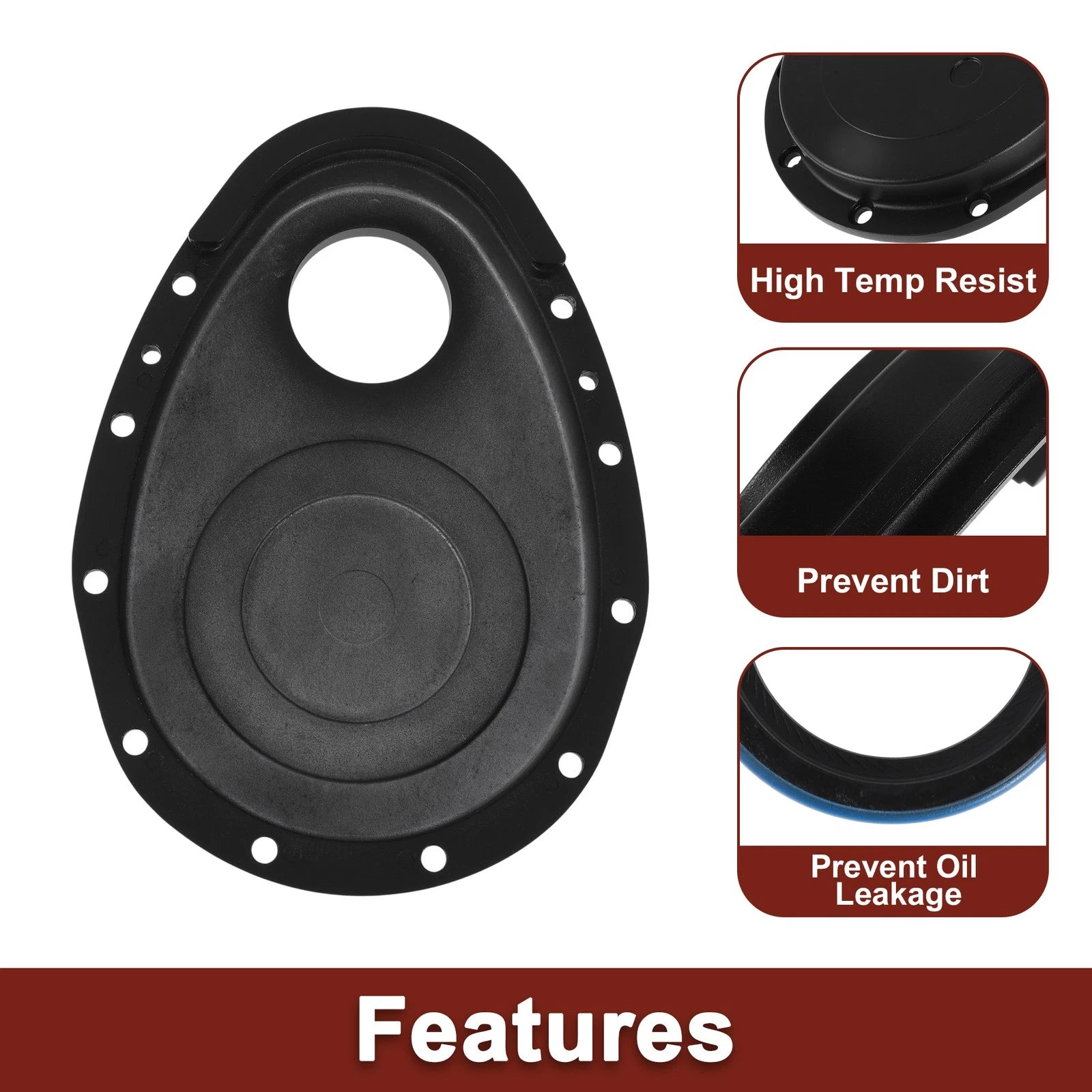 Polished Aluminum Timing Chain Cover Kit with Gaskets & Bolts for Chevy SBC (1960–2000)