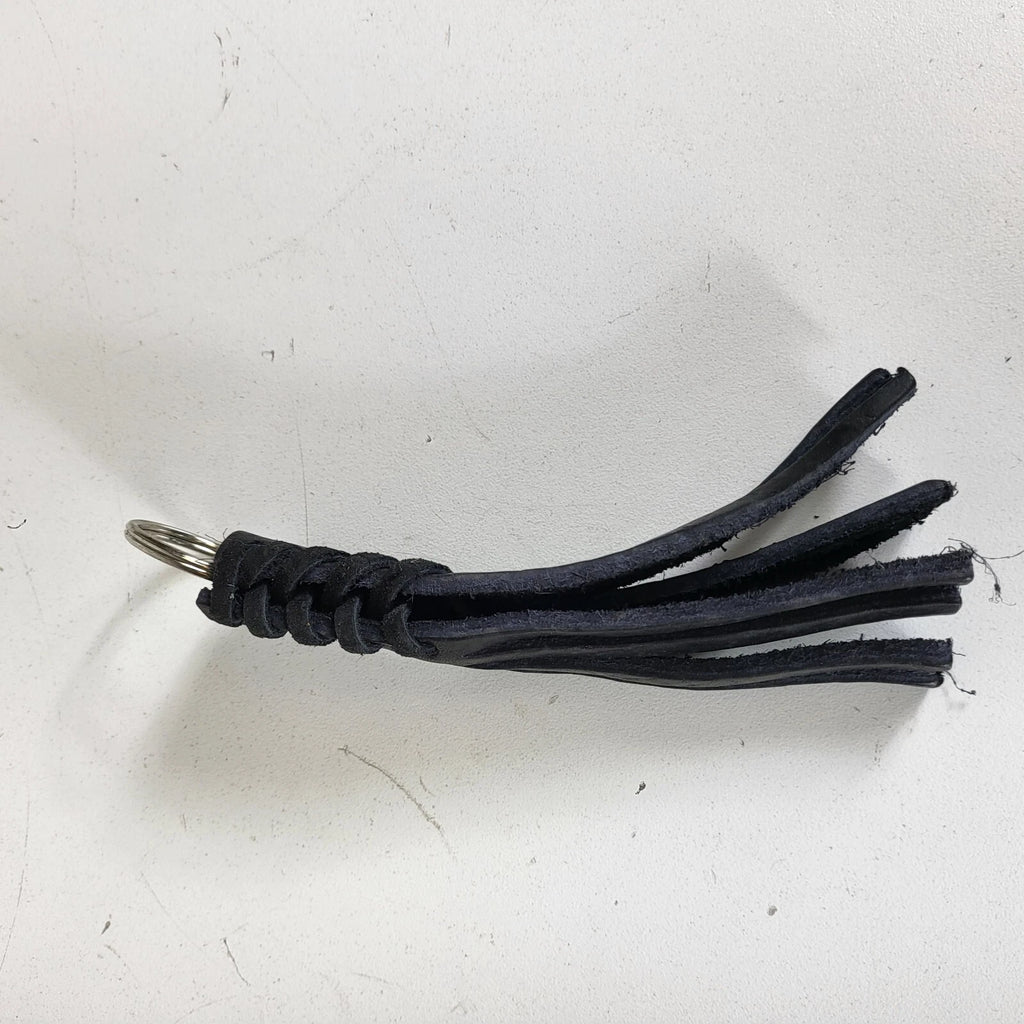 Black Leather Fringe Whip Keychain for Motorcycle