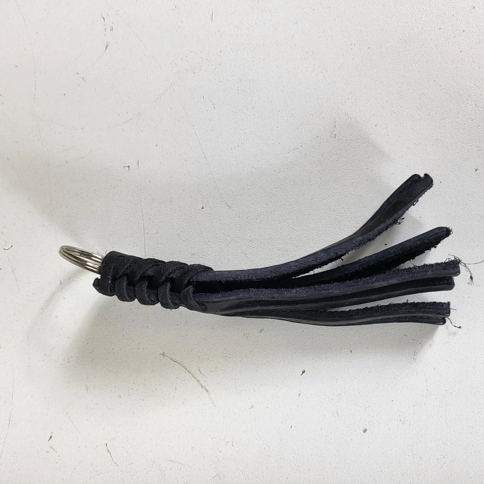 Black Leather Fringe Whip Keychain for Motorcycle