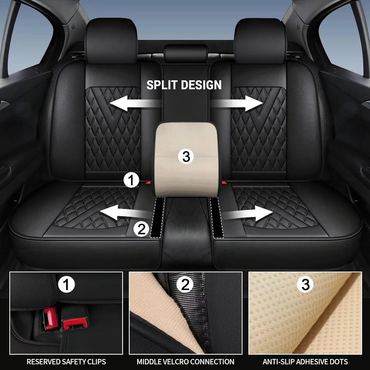 Faux Leather Seat Covers for Hyundai Honda (5 Seats) Waterproof