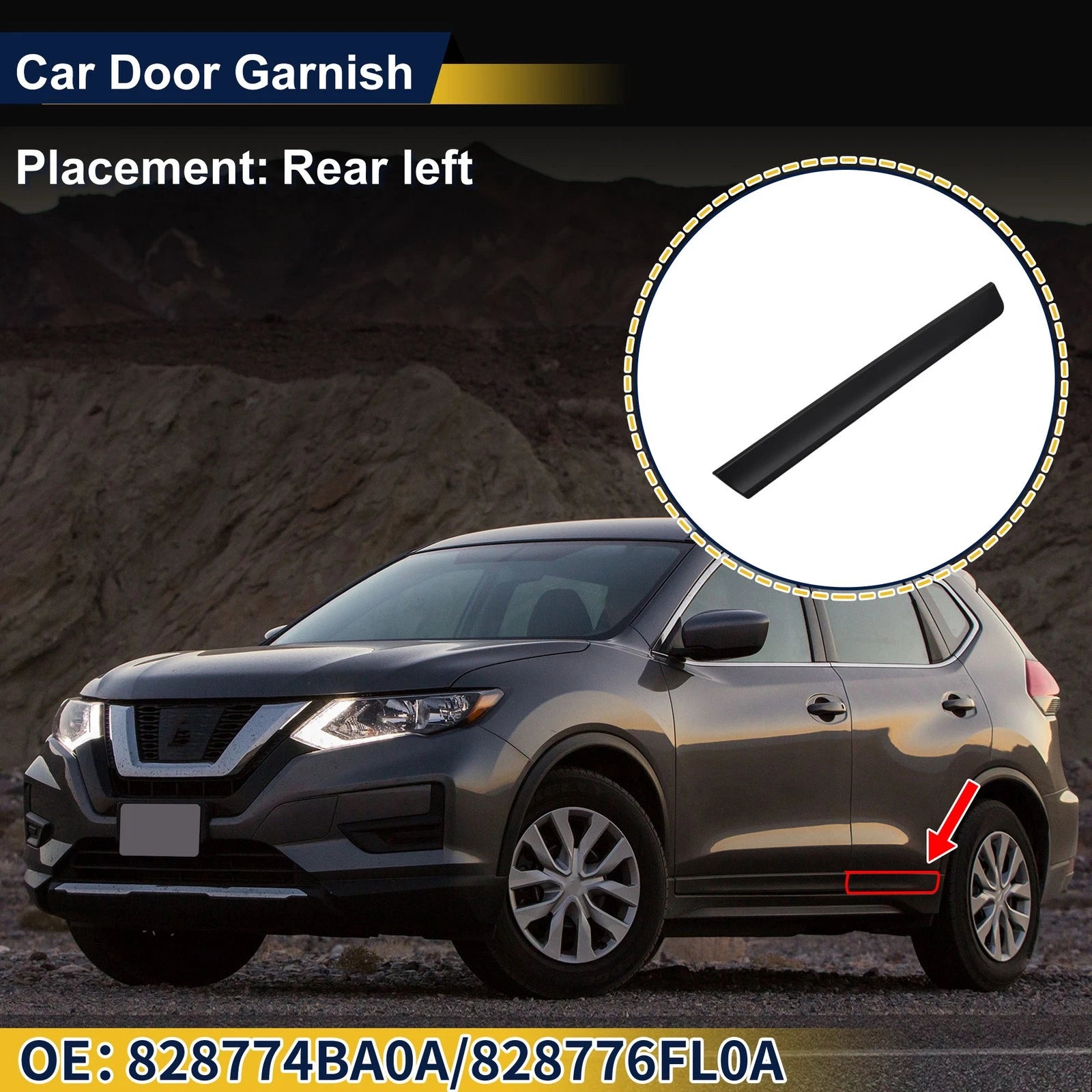 Rear Left Door Side Lower Trim No. 828774BA0A for Nissan Rogue (2014–2020)