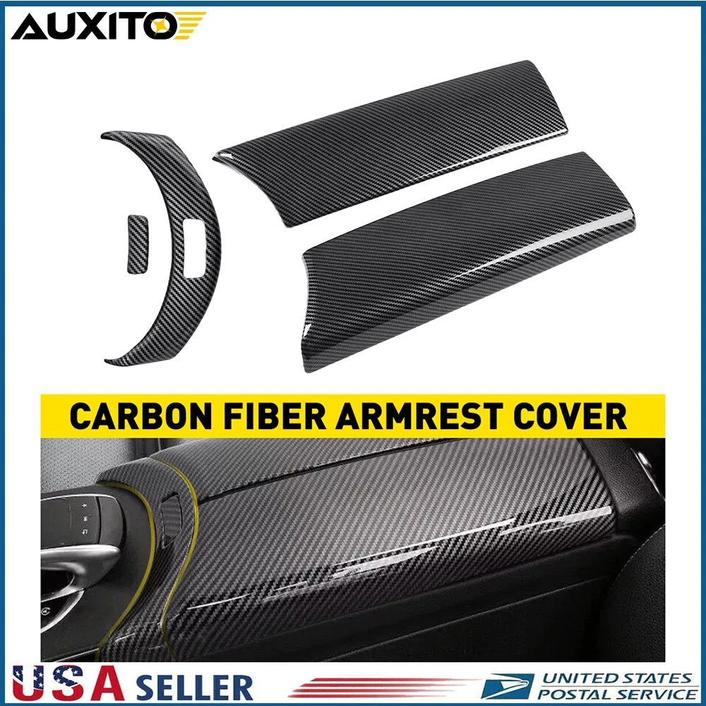 2X Carbon Fiber Console Armrest Button Trim for Mercedes Benz GLC Class (2015–2020)