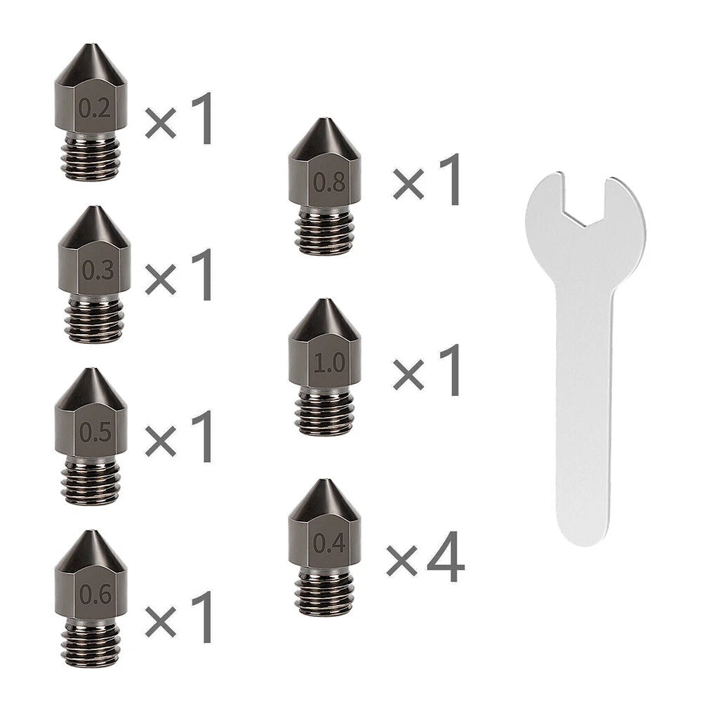 10Pcs Hardened Steel Nozzle for Creality CR-10 Ender 3 Pro 5 Series