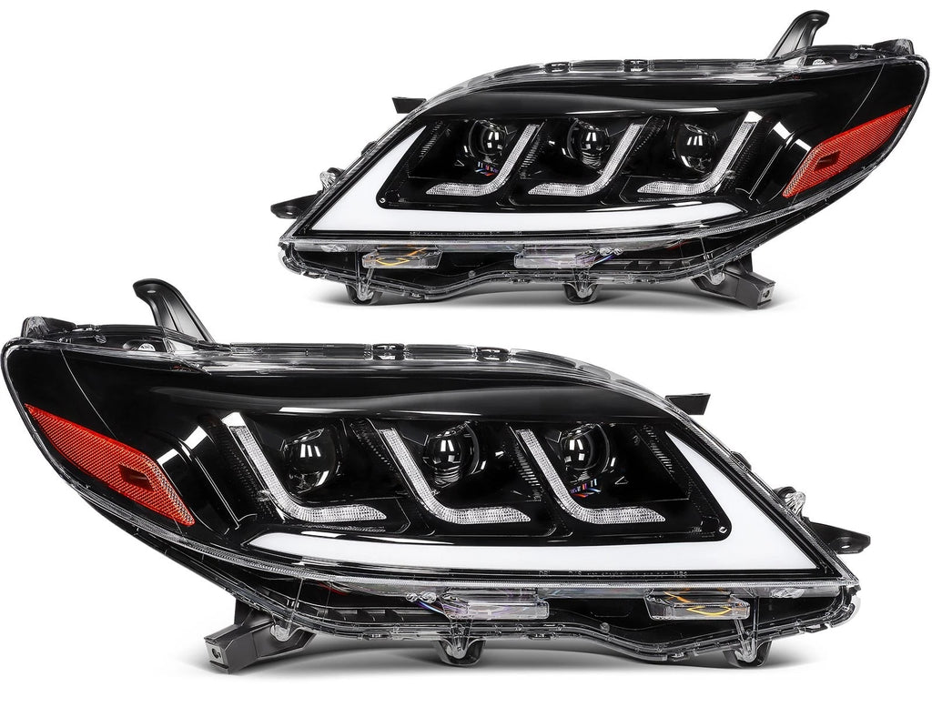 Full LED Headlights Pair for Toyota Sienna (2011–2020) - Black Amber