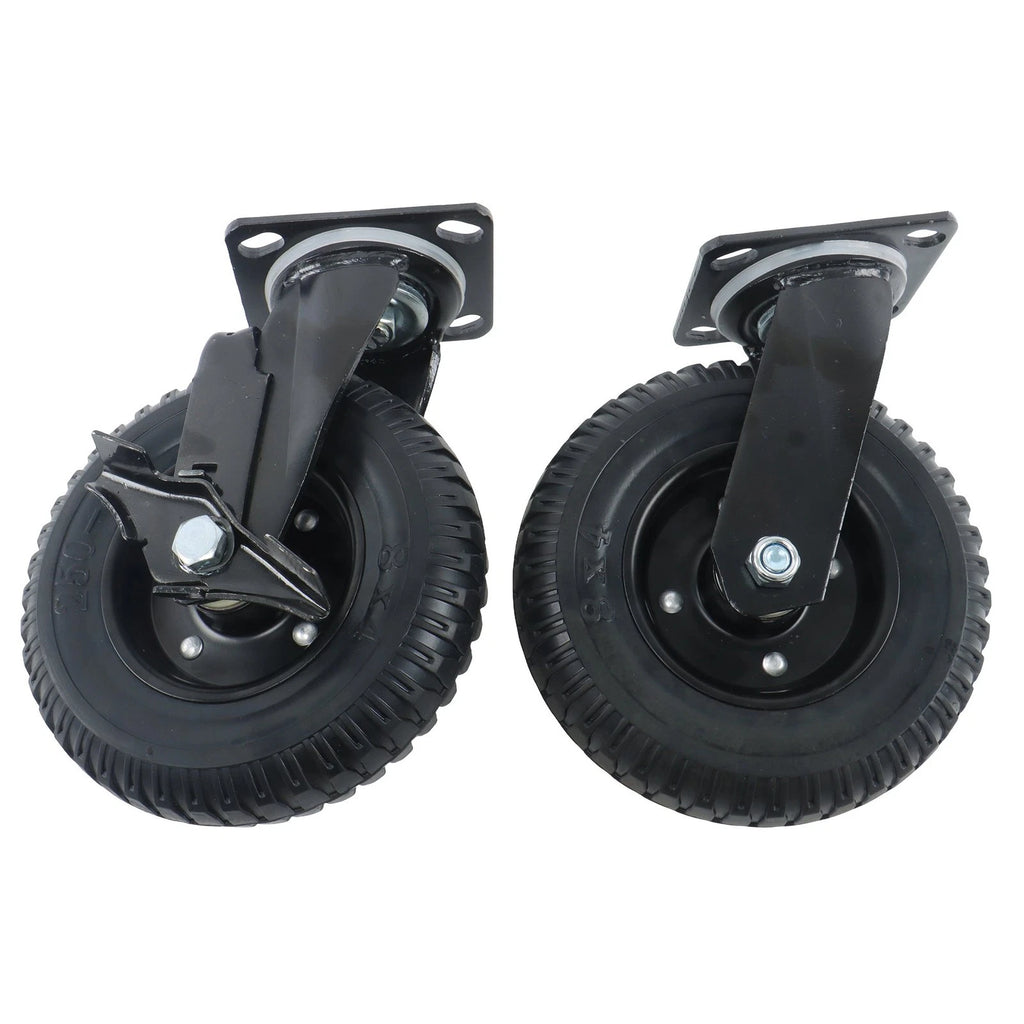2 Pcs 8" Rubber Swivel Caster Wheels for Heavy-Duty Use (1000Lbs)