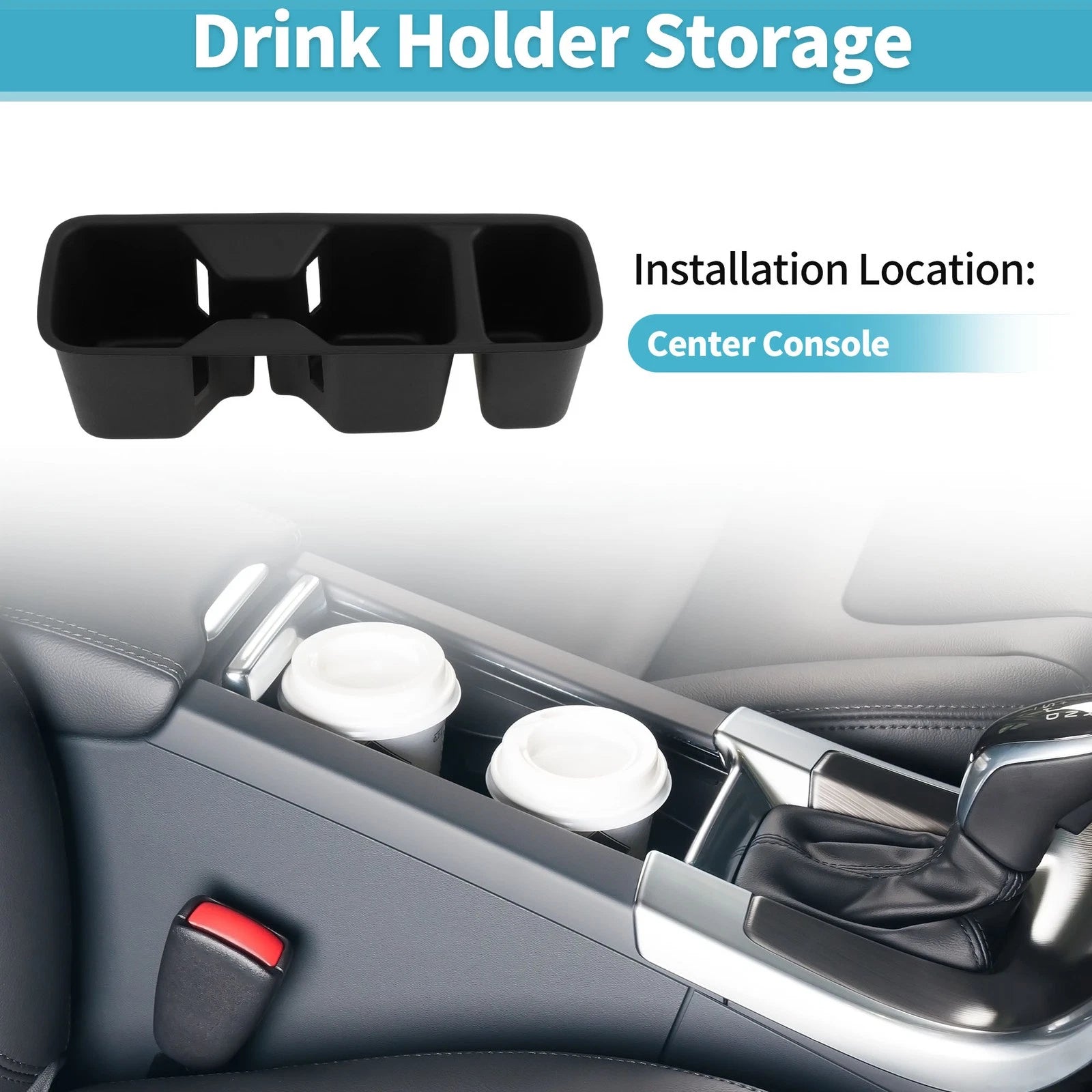 Center Console Cup Holder Organizer for Kia Telluride (2020–2025) Silicone Black