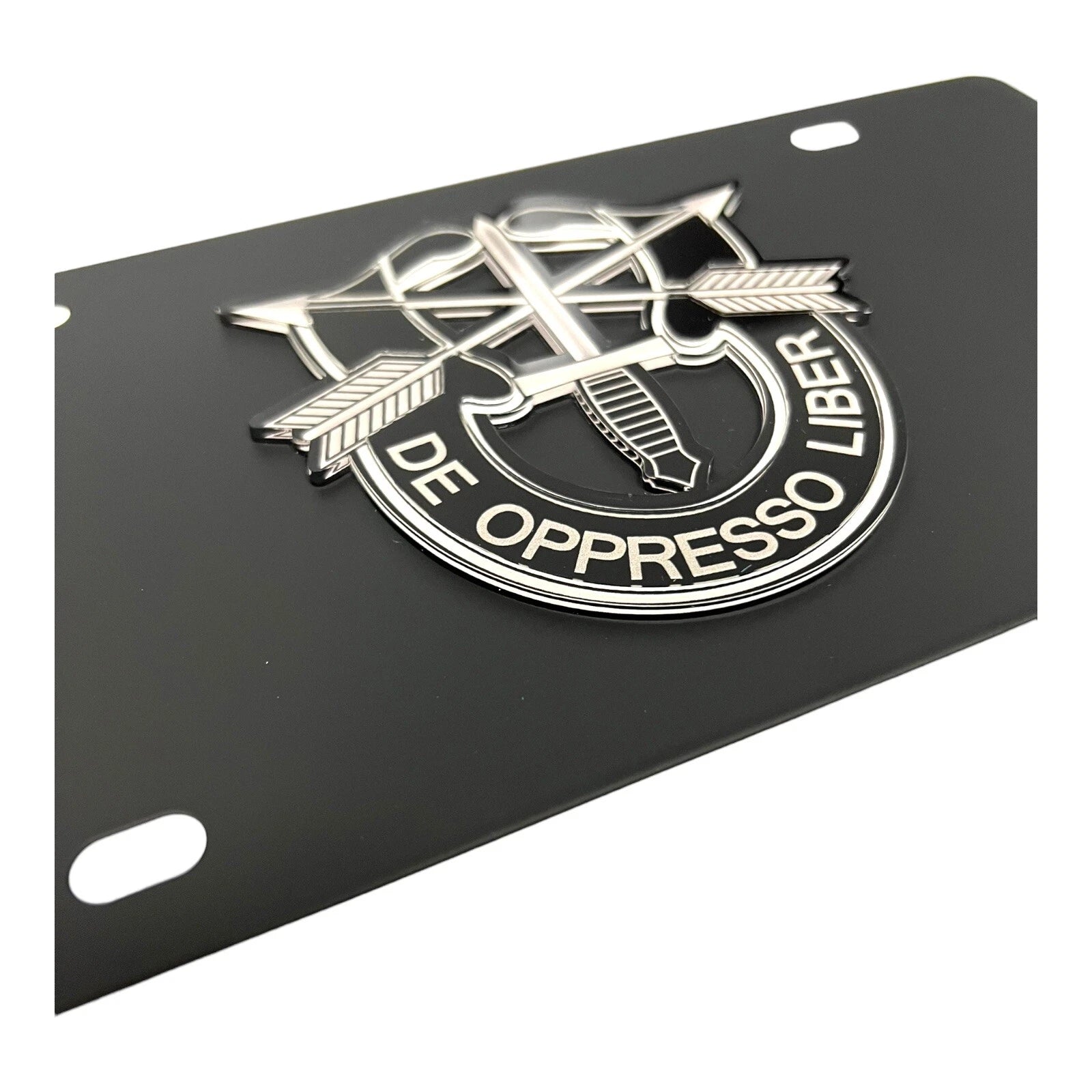 US Army Special Forces License Plate Frame Black Stainless for Universal