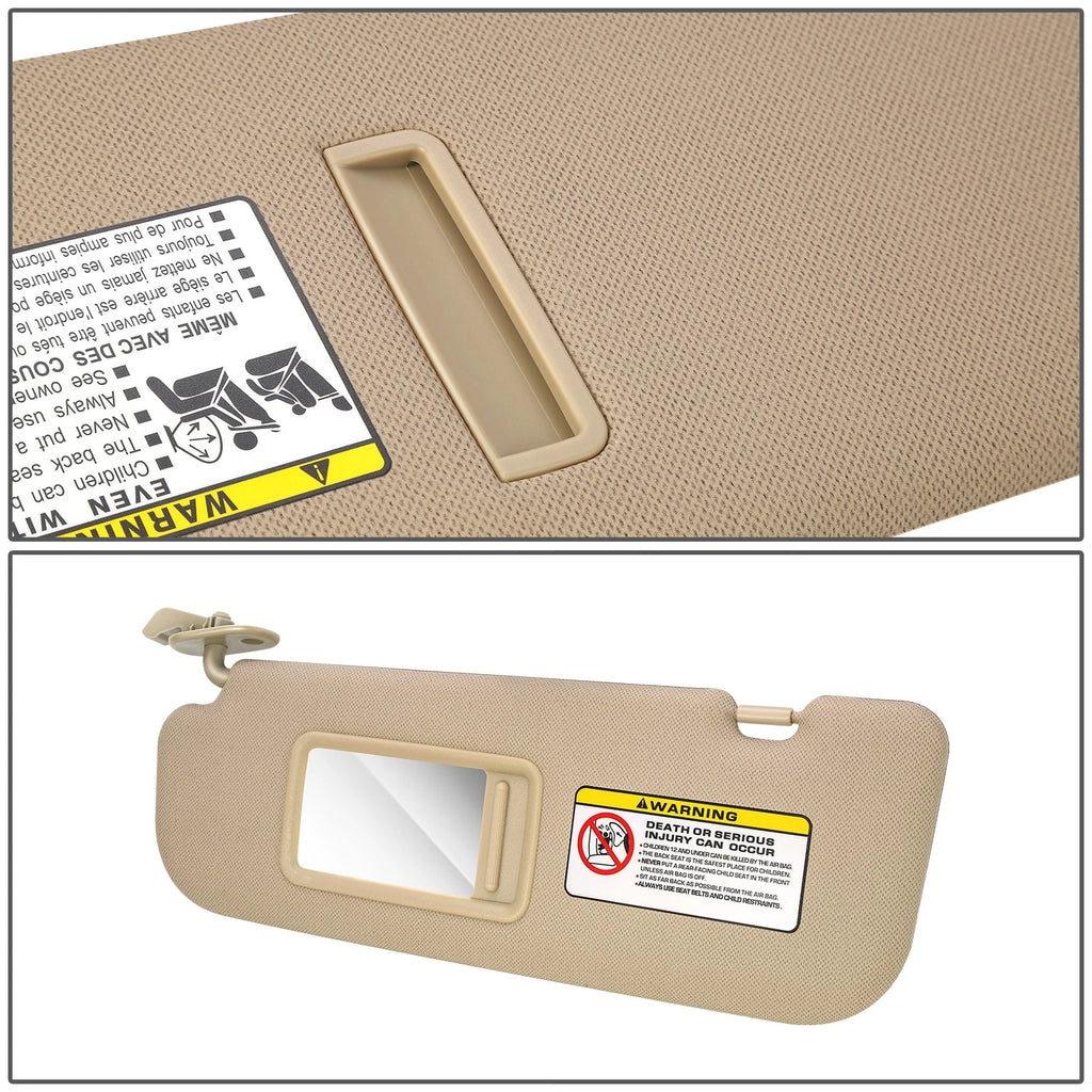 Driver Left Side Sun Visor Shade for Elantra (2011–2015) w/ Mirror Beige/Tan