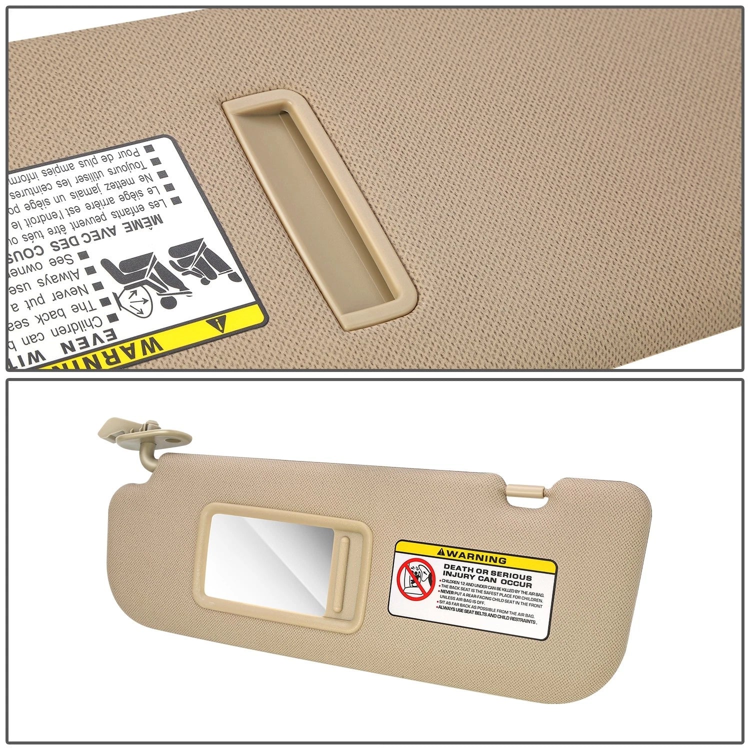Driver Left Side Sun Visor Shade for Elantra (2011–2015) w/ Mirror Beige/Tan
