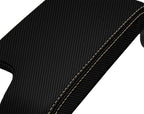 Console Lid Armrest Cover for BMW E46 (1999–2004) Carbon Fiber Beige Stitch