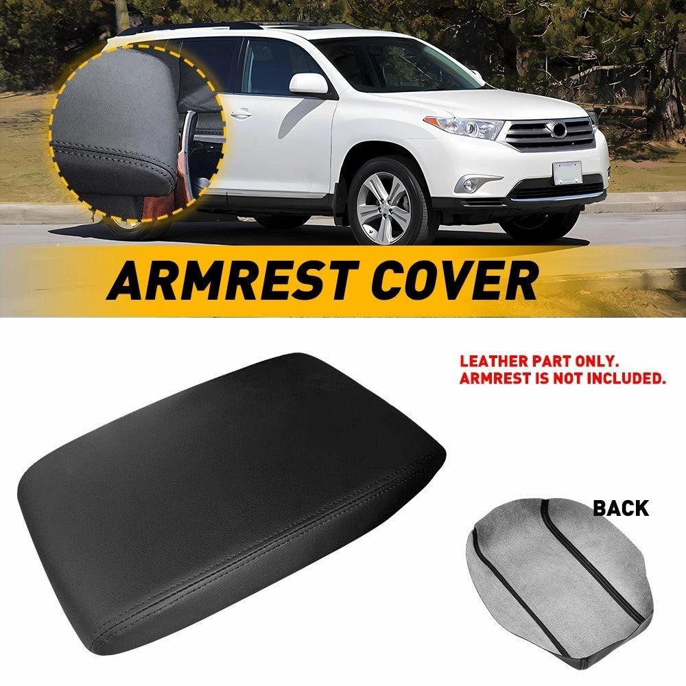 Leather Center Console Lid Armrest Cover for Toyota Highlander (2008–2013)