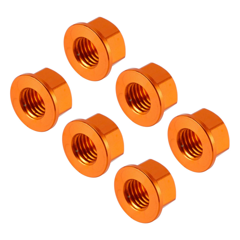 6 Pack M10X1.5mm Aluminum Rear Sprocket Flange Nuts for Motorcycle