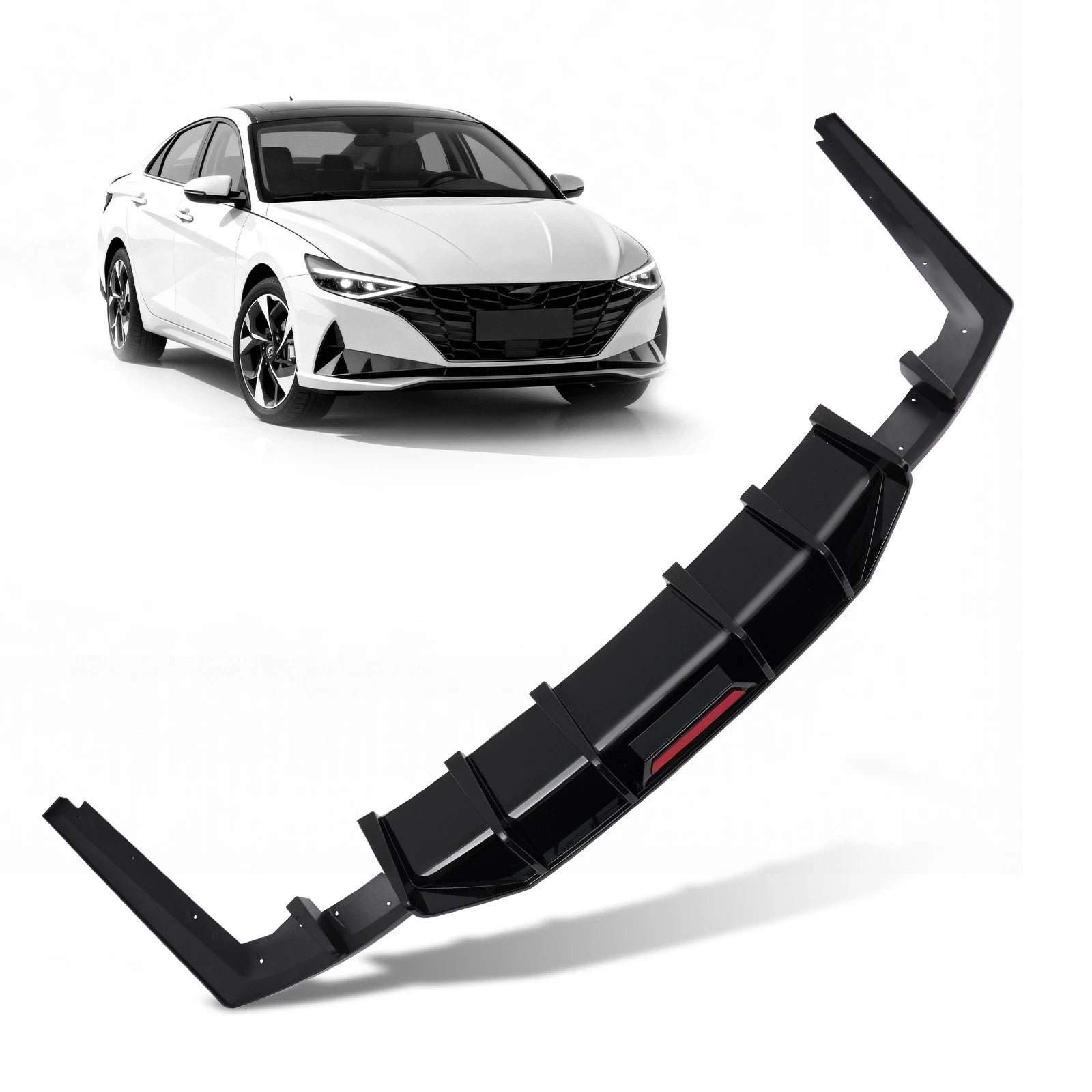 Gloss Black Rear Bumper Diffuser Lip Kit for Hyundai Elantra (2021–2023)