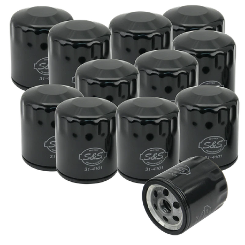 12X Black Oil Filters for S&S Cycle Sportster/Evolution Models