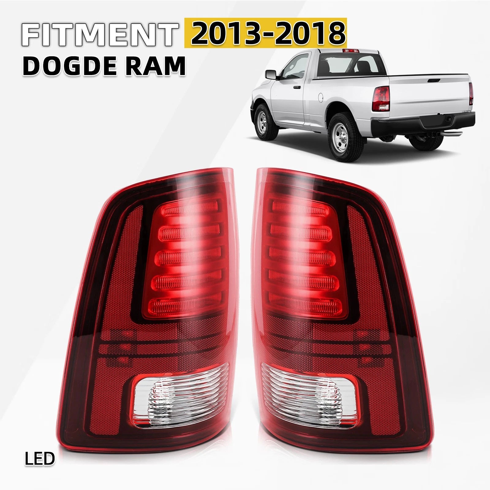 LED Tail Light Assembly Set for Dodge Ram 1500 2500 3500 (2013–2018)