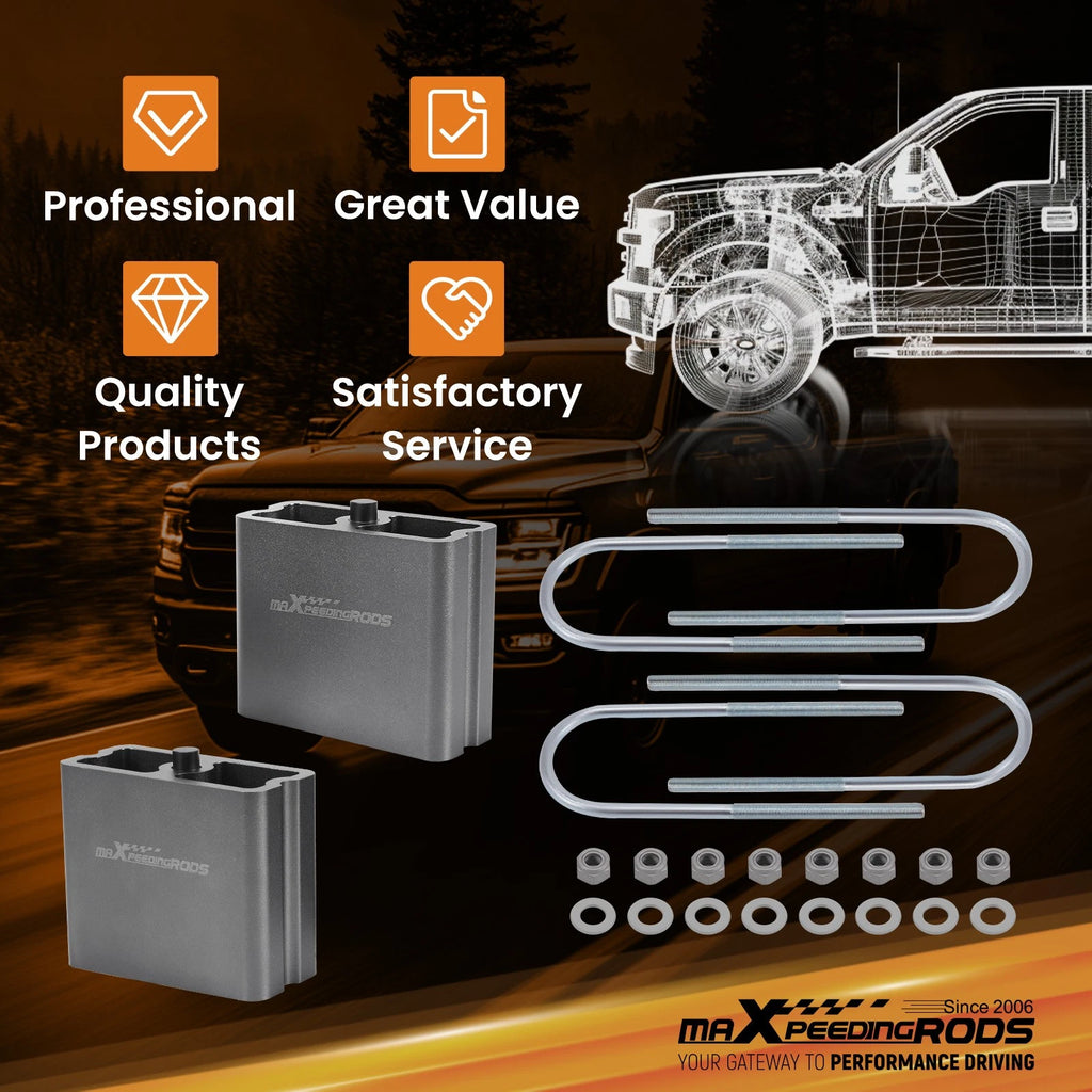4-Inch Drop Lowering Blocks Kit for Mini Pickups & Trucks (3" Axle Tube)
