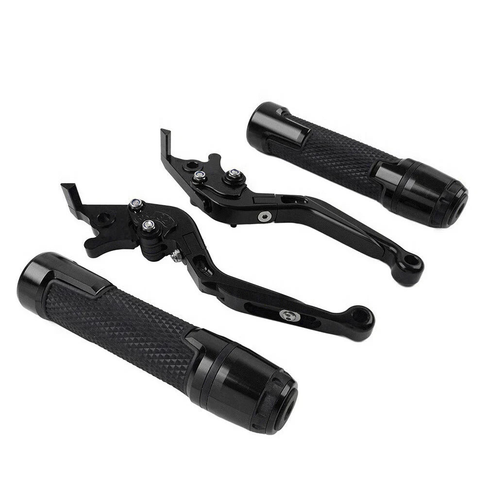 Black Extendable Brake Clutch Levers Grips Set for Suzuki GSXS125 (2017-2023)