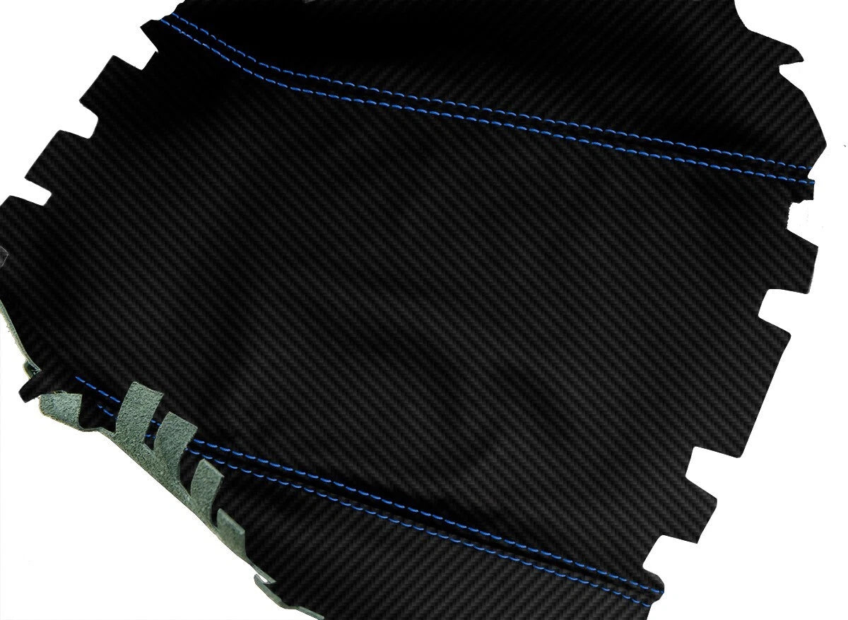 Console Lid Armrest Cover for Acura MDX (2001–2006) Carbon Fiber Blue Stitch