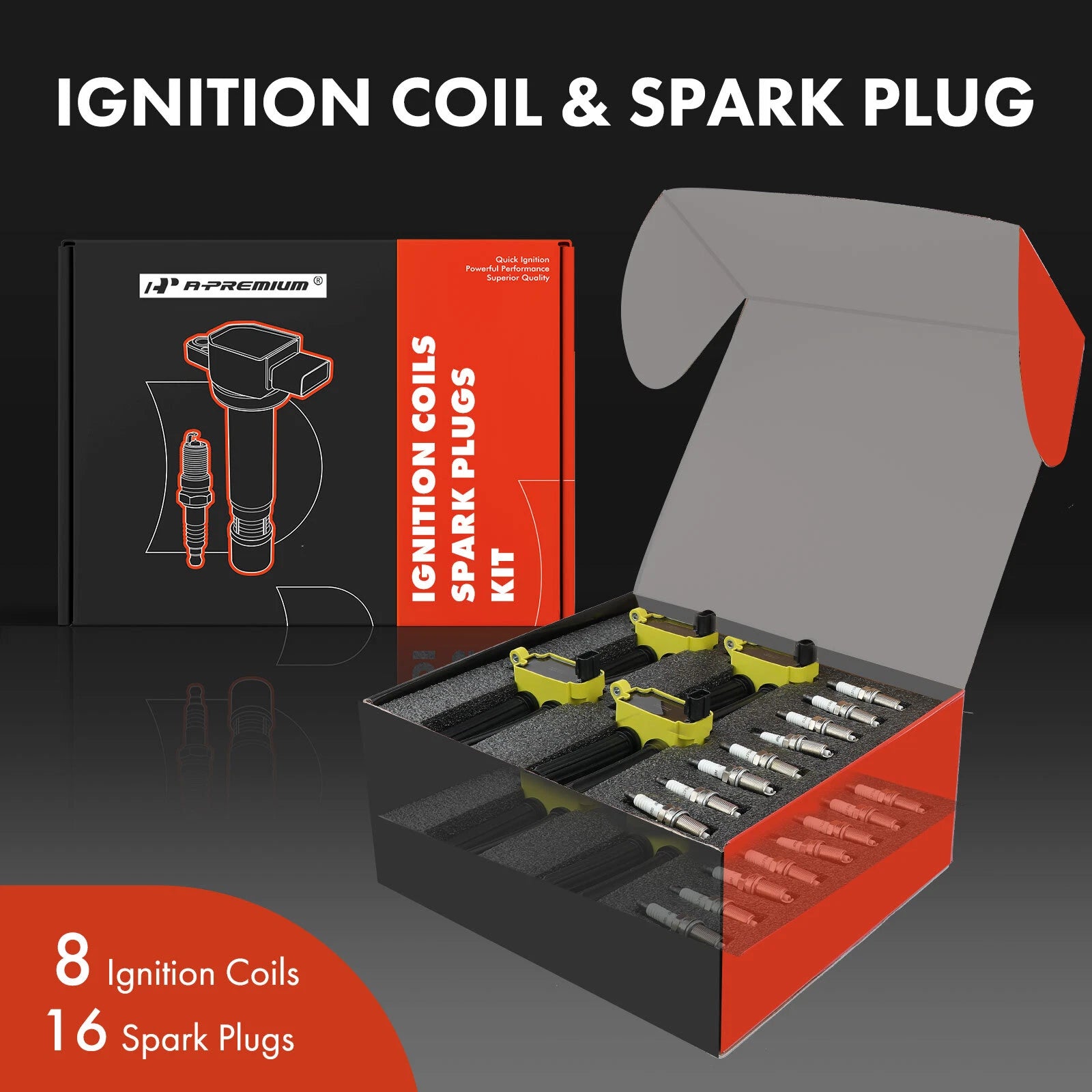 Set of 8 Ignition Coils & 16 Iridium Spark Plugs for Dodge Ram (2002–2023)
