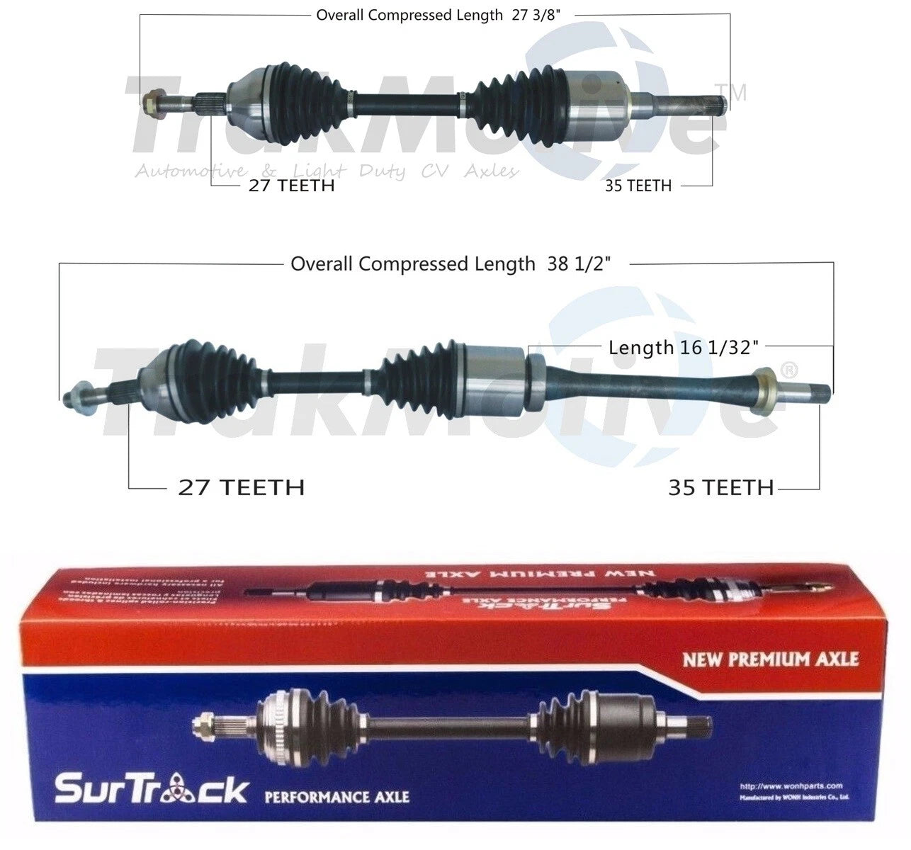 Set of 2 Front CV Axle Shafts for Ford Lincoln MKZ (2013–2018)