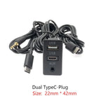 Dual Type-C to USB & RCA Audio Input AUX Port Panel Cable Adapter for Car