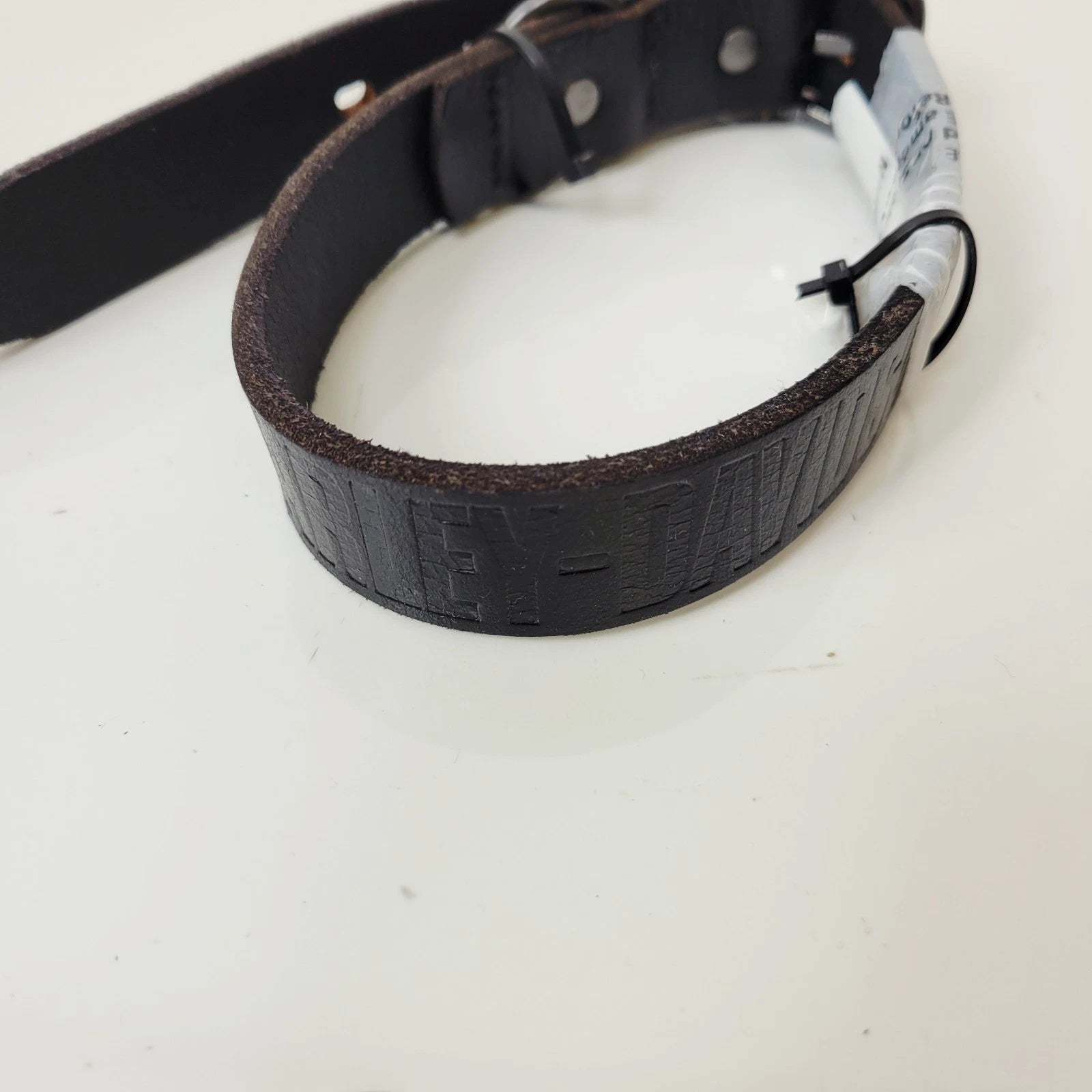 Medium Black Leather Dog Collar for Harley-Davidson (MPC200-08-M)