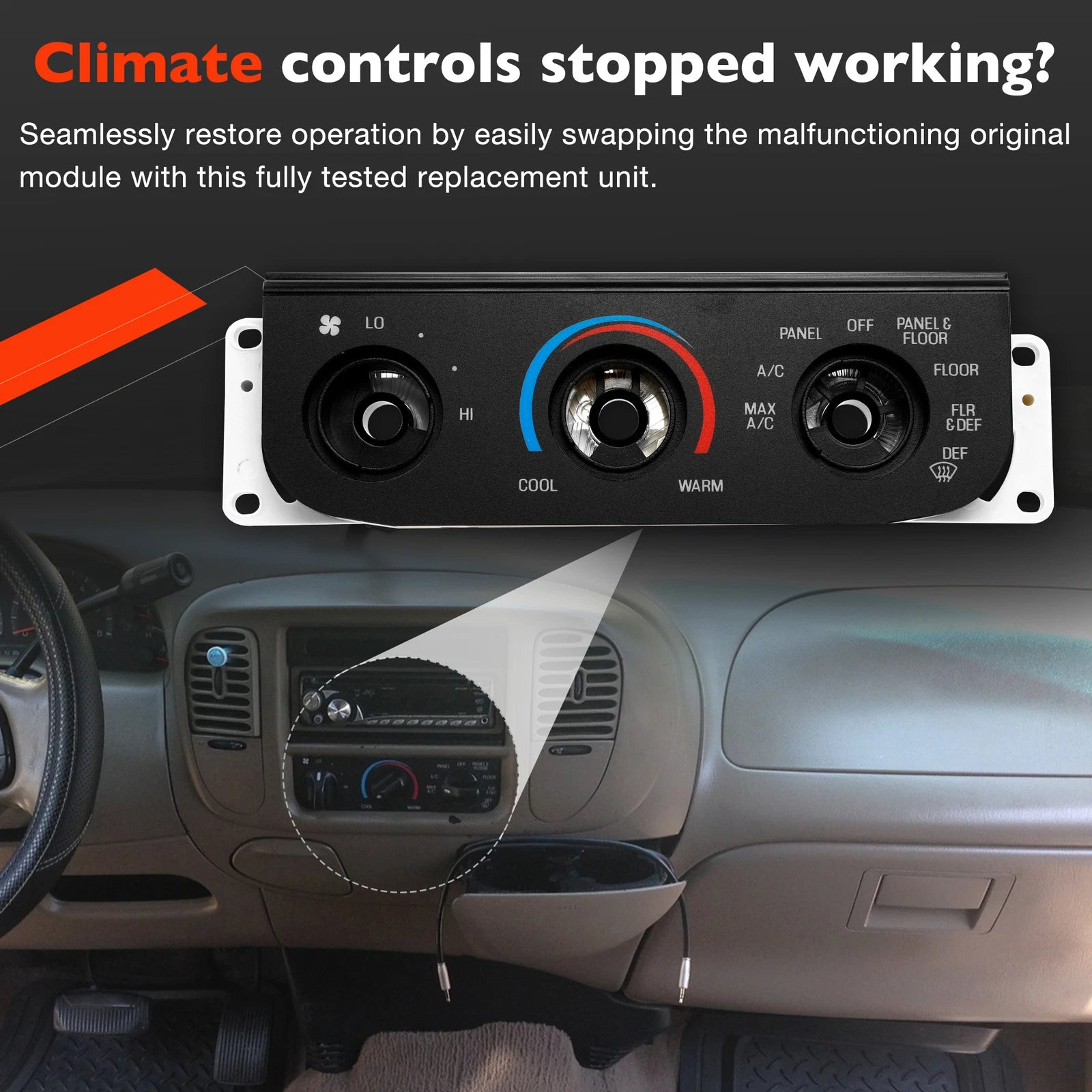 Climate Control Module A/C Heater Panel for Ford F150 F250 (1999–2004)