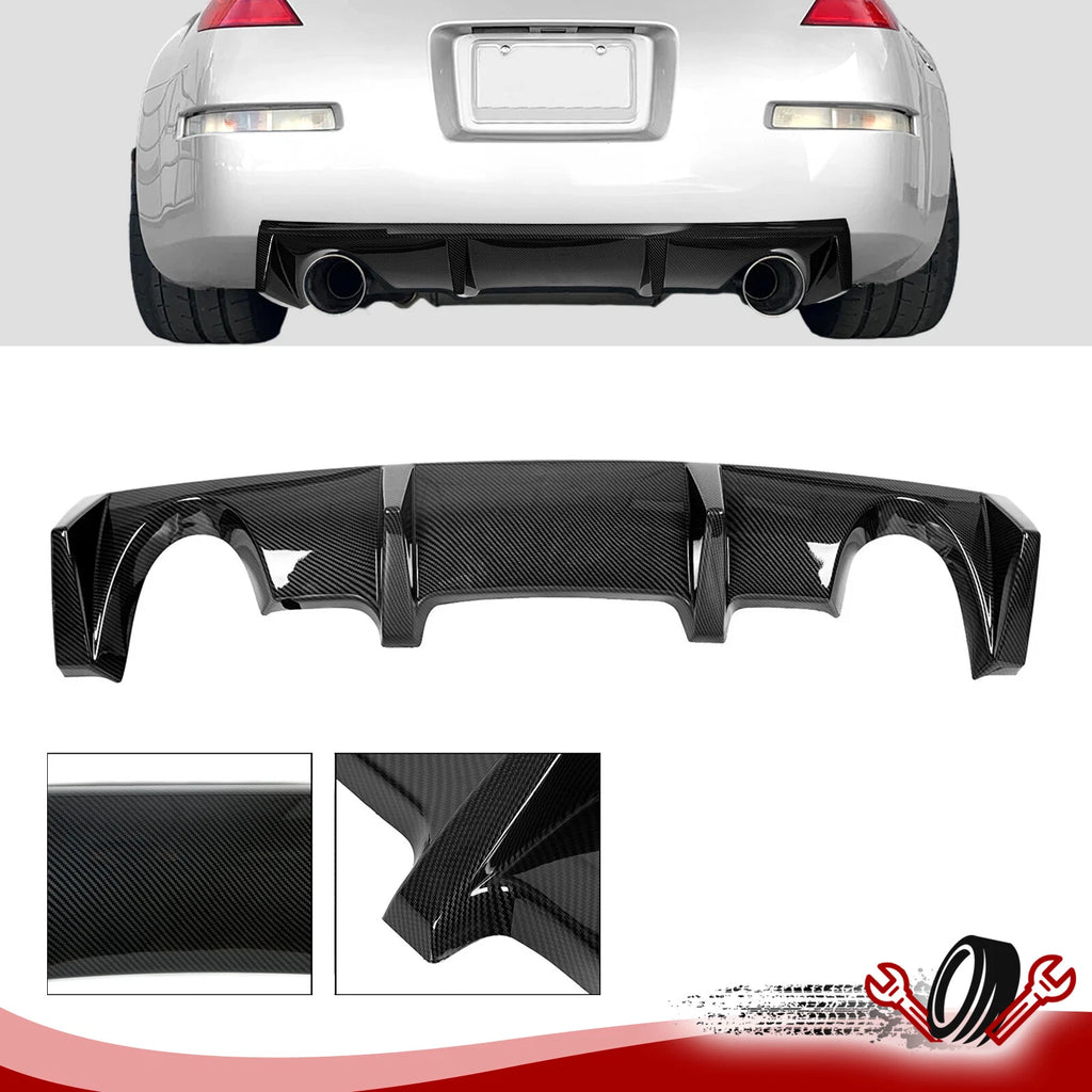 Rear Bumper Lip Diffuser Spoiler for Nissan 350Z Z33 (2003–2008) Carbon Fiber