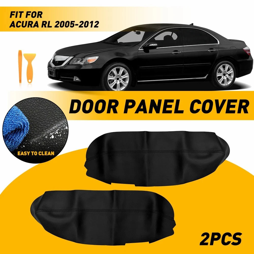 Front Door Armrest Leather Covers for Acura RL (2005–2012) - Black Microfiber