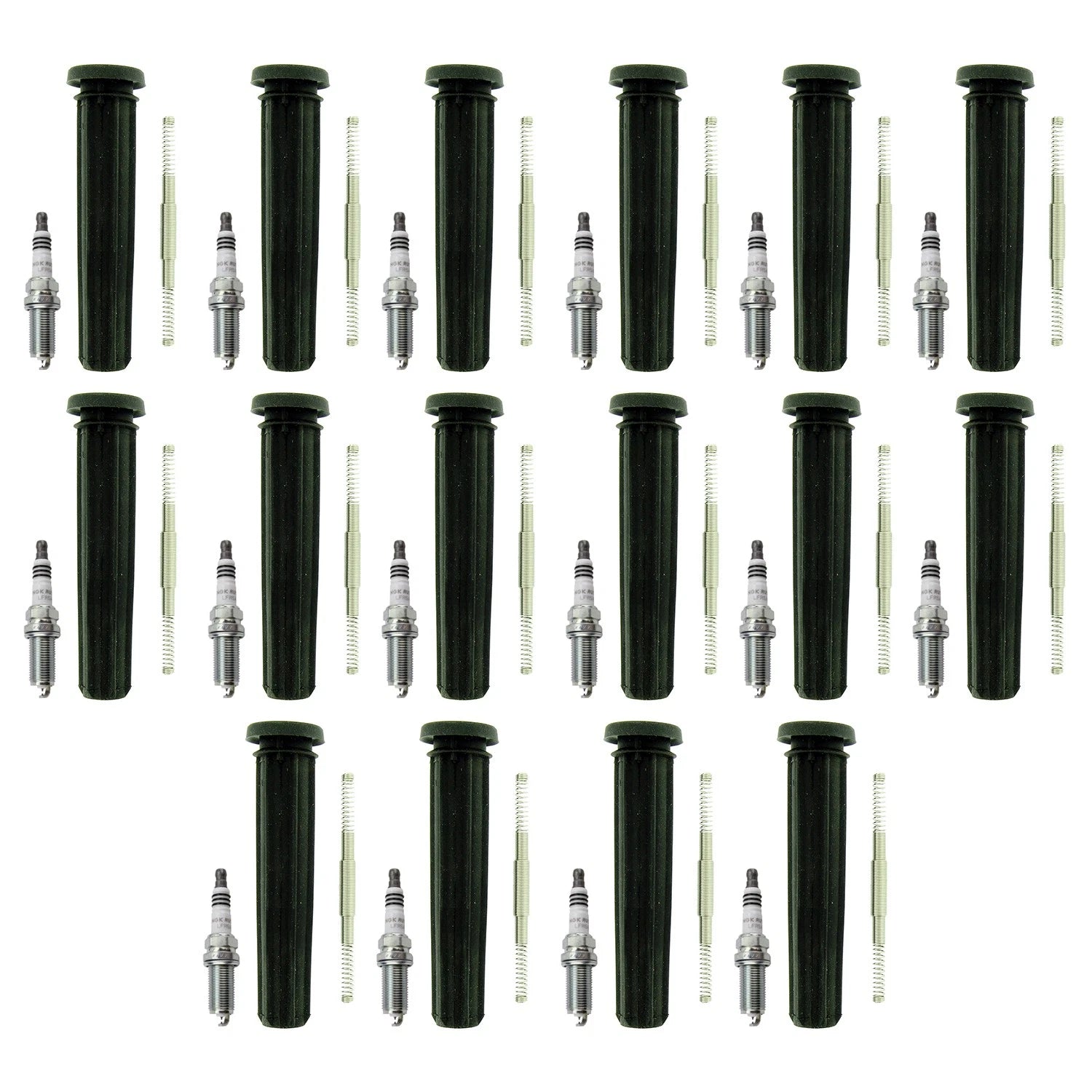 Set of 16 NGK Ruthenium HX Spark Plugs & Coil Boots for Charger Commander (N/A)